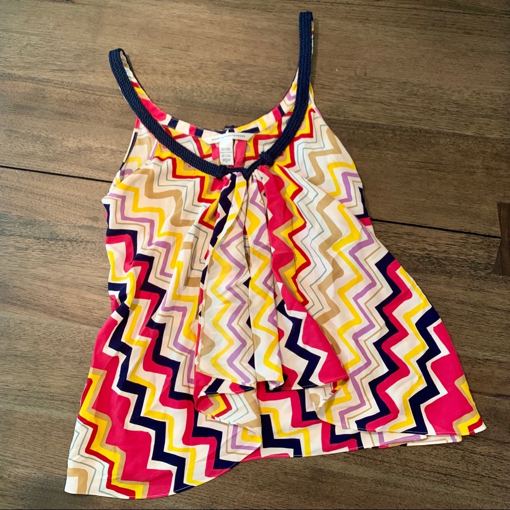 Diane Von Furstenberg Silk Chevron Tank- NWT